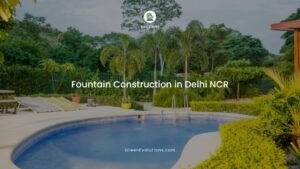 Custom wave fountain construction in Delhi NCR by GreenEvolutions — RCC basin and wave chamber system