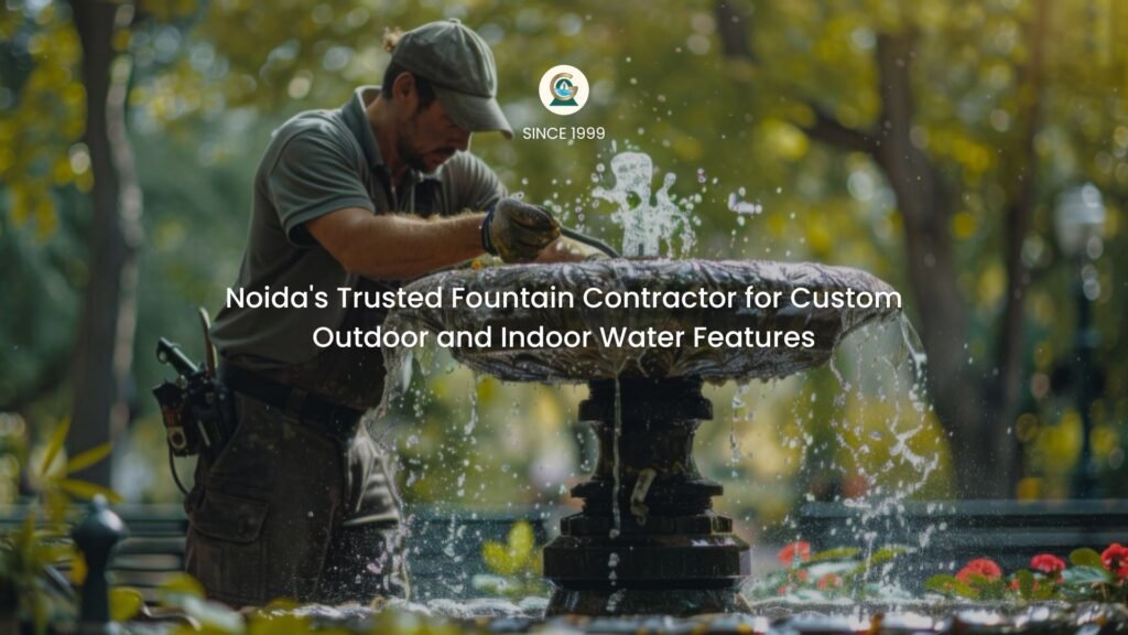 Custom water feature installation by fountain contractor in Noida