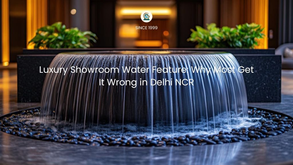 Custom RCC water feature for luxury showroom in Delhi NCR built by GreenEvolutions