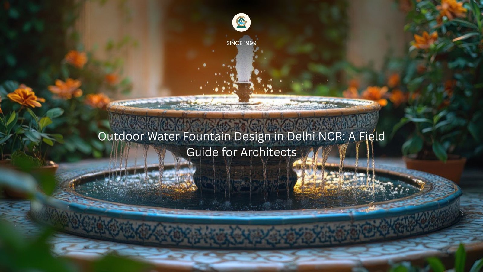 Custom outdoor water fountain design in Delhi NCR by GreenEvolutions